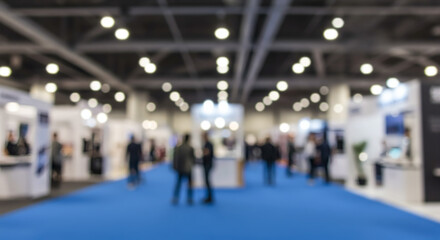 Blurred convention scene business people networking event background.