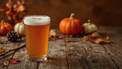 Chilled Fall Spiced Pumpkin Apple Cider Served in a Pint Glass