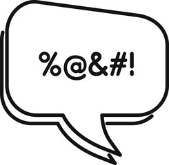 Black outline of a comic speech bubble showing censored vulgarity using symbols such as percent , , and , and