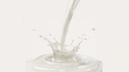 Isolated pouring of coconut milk from the front on a white backdrop as part of package design