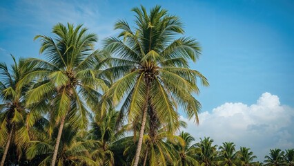 Obraz premium Tropical Scene Featuring Coconut Palms on a Bright Summer Day
