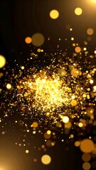 Golden particles explosion