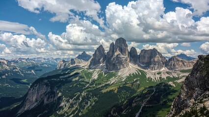 Three Prominent Peaks Under a Blanket of Clouds