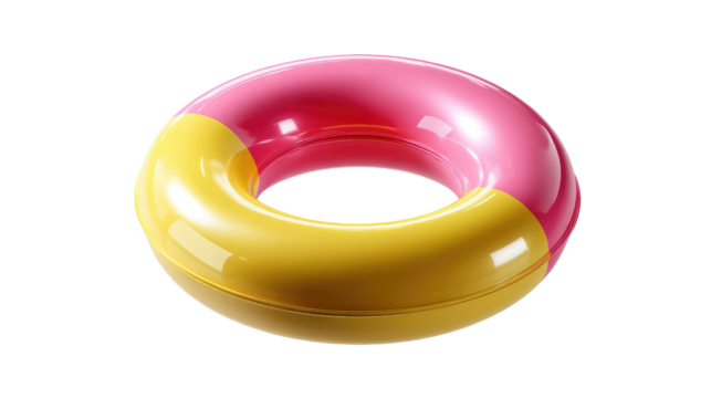Buoyant Summer: A colorful inflatable swim ring, inviting viewers to imagine sunny days and refreshing swims in the clear ocean or pool, this cheerful floatie promises endless summer fun.