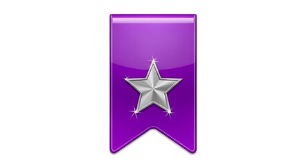 Purple bookmark ribbon with silver star emblem