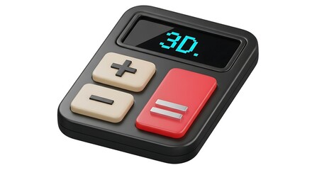 Retro mini calculator with bright digital display and tactile buttons