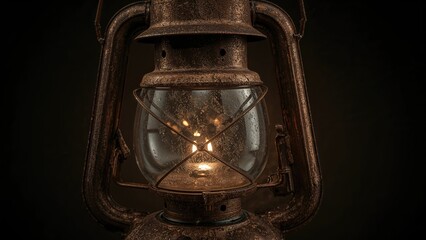 Close-up image of an old-fashioned gas lamp for mining