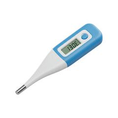 3D Digital Medical Thermometer Icon – Chrome Tip – Single PNG

