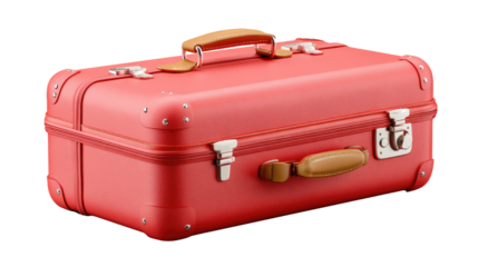 Scarlet Suitcase: A vibrant, classic scarlet suitcase, ready for a journey, embodying the allure of travel and the spirit of exploration. 