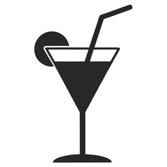 Cocktail drink with stro lamon  icon line airt vactor outline Illustrations on white background