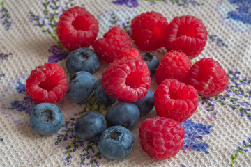 blueberries and raspberries