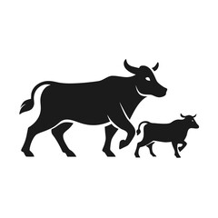 cow and calf  runing icon line airt vactor outline Illustrations on white background