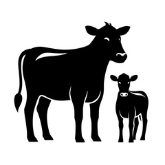 cow and calf icon line airt vactor outline Illustrations on white background