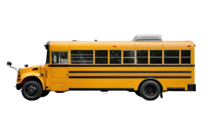 School Bus' Journey: A cheerful yellow school bus ready to transport students on their daily commute, representing education, safety, and community spirit.