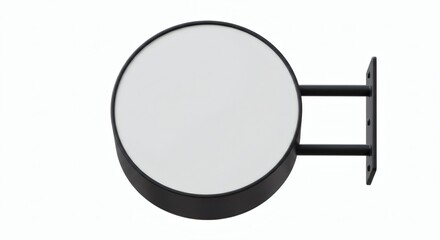 Blank Round Sign Black Frame with White Face Minimalist Wall Mounted Mockup.