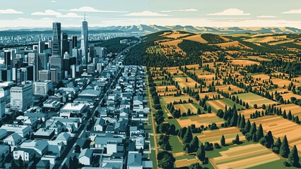 Scenic village and rural landscapes in vector format
