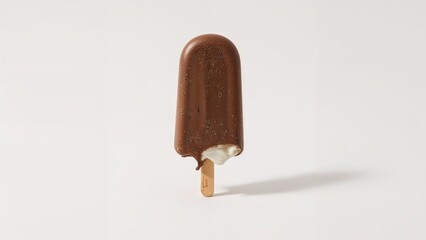 Chocolate-dipped brown popsicle ice cream set on a plain white background