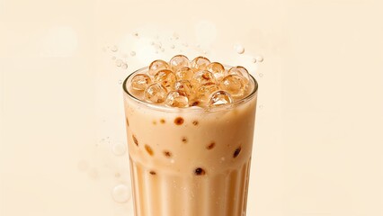 Delightful Tapioca Pearls in a Cool Milk Tea Beverage