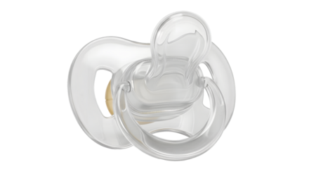 Transparent silicone pacifier isolated on transparent background