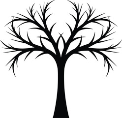 Obraz premium Silhouette of a Bare Tree with Branches Against a White Background Design Element for Autumn or Winter Seasons and Themed Projects