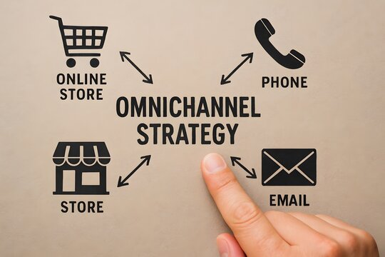 Omnichannel strategy showing an ecommerce concept.