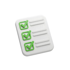 3d checklist with green checkmarks isolated on transparent background