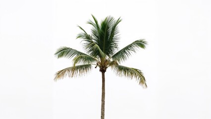 Lone foxtail palm tree on an unobstructed backdrop