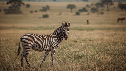 Naklejka premium The common plains zebra species in its natural habitat