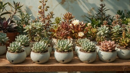 Succulent Lithops Cultivated in Containers at the Plant Nursery