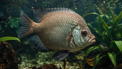 Fototapeta premium Freshwater fish known as giant gourami (Osphronemus goramy).