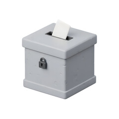 Fototapeta premium 3d ballot box with a lock and a paper inside, isolated on transparent background