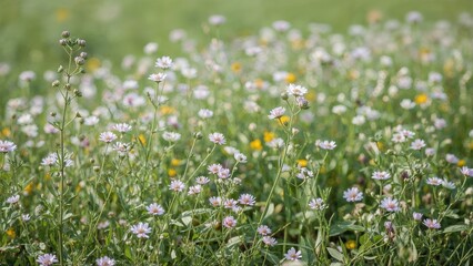 Obraz premium Thymus serpyllum flowering in natural surroundings.