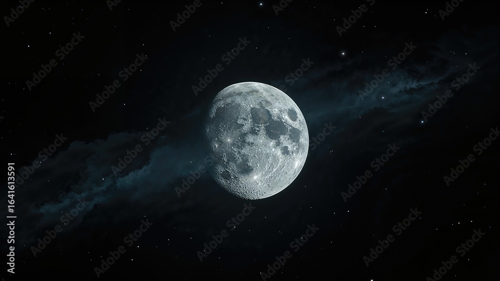 Canvas Prints nighttime scene featuring a glowing full moon and dark clouds in the sky.