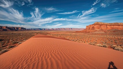 Naklejka premium Top-down shot of amazing fossilized red sand formations in arid terrain