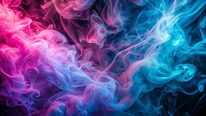 abstract neon pink and baby blue smoke vapor wallpaper background texture, organic flowing forms
