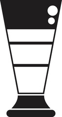 Black silhouette of a layered cocktail in a tall glass, featuring foam and bubbles, isolated on a white background