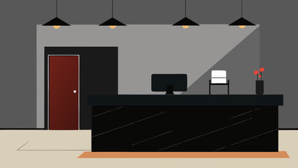 sleek black marble office reception modern interior