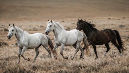 Free horses in open wilderness