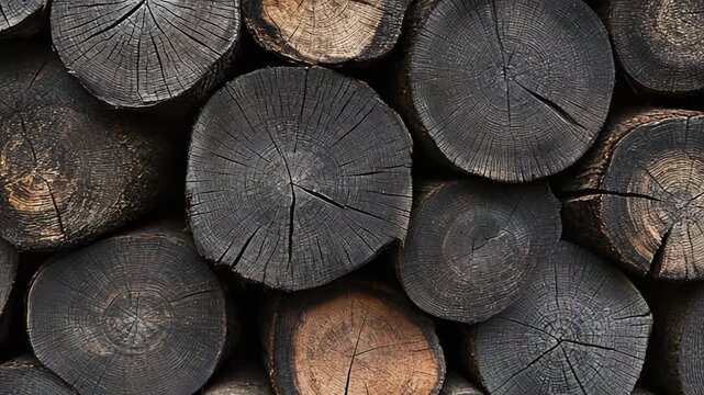 Stacked logs creating intriguing wooden texture background