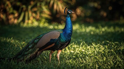 Obraz premium Male Peafowl in Bright Daylight