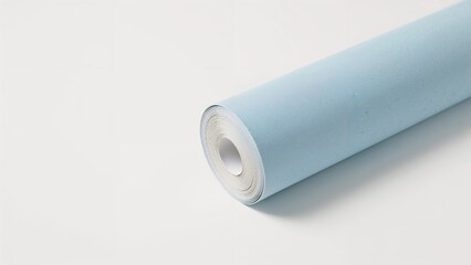 Pale turquoise wallpaper unrolled on a white base