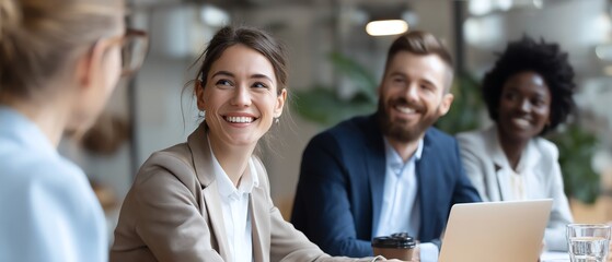 Business team discussing recruitment strategy with HR department