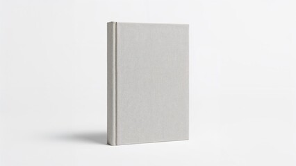Hardcover book mockup standing upright on solid background, ideal for graphic design overlays, with included path