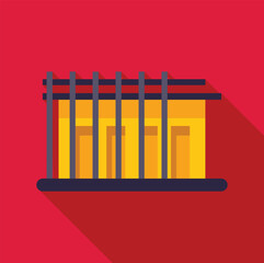 Architectural illustration featuring a modern building with a pergola, depicted in a minimalist and colorful flat design style