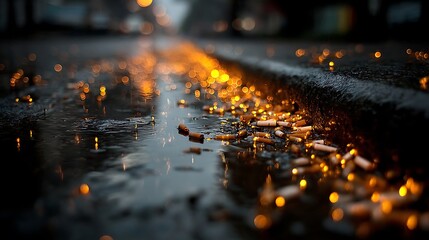 Glowing embers from cigarette on dark road high resolution picture