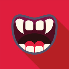 Naklejka premium Cartoon open mouth with fangs and tongue out, ideal for halloween projects
