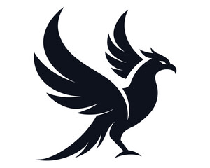 Fototapeta premium egol-bird-powerful-Silhouette of Bald eagle flying flying and hunting icon line airt vactor outline Illustrations on white background