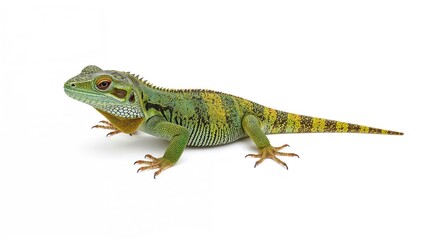 Fototapeta premium Lone reptile captured on a stark white setting