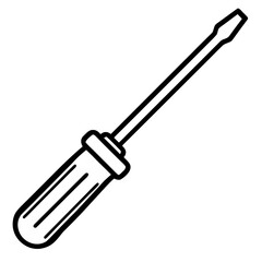  screwdriver-tool Flathead Screwdriver Tool Icon – Hand Tool, Manual Work, and DIY Symbol  icon or logo style icon line airt vactor outline Illustrations on white background 