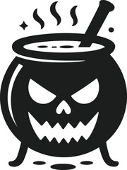 Evil Cauldron Silhouette – Spooky Halloween Potion Vector Illustration